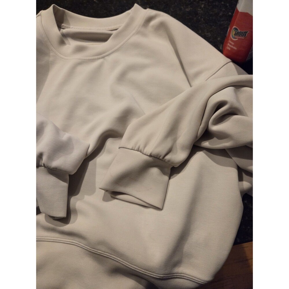 Lululemon Sweatshirt Womens 6 Beige Jersey Crewneck Pullover Relaxed  Softstreme